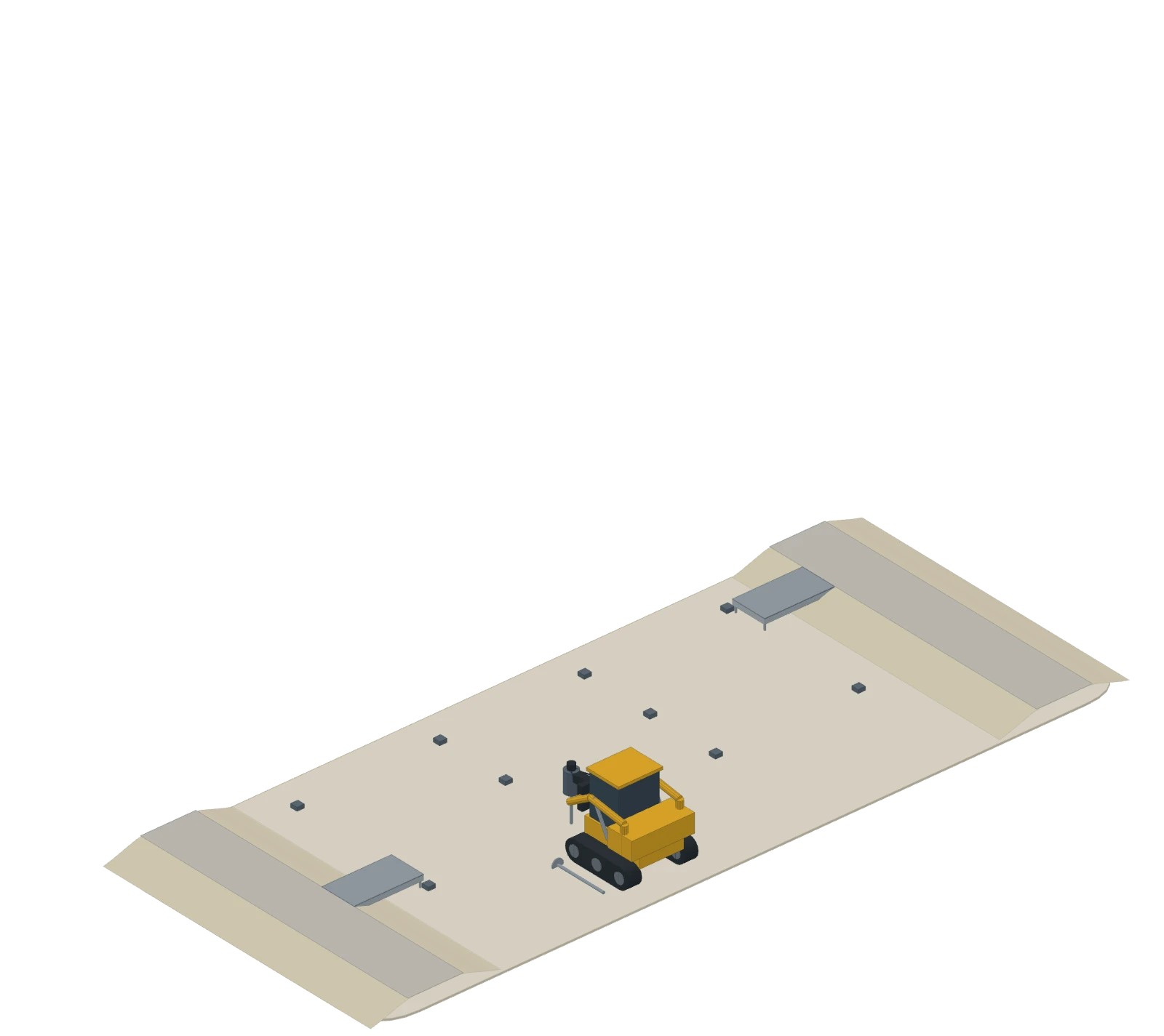 A HAB stack going up, from the piers to the third home, then a second stack beside it - step 1